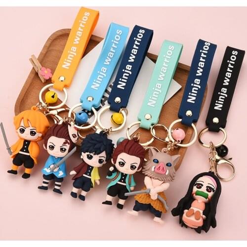 Demon Slayer Elmo Keychain sleutelhanger 3D PVC Anime Car Key Chain Jewelry Hanging Gift Backpack Elmo Bag Key Ring llaveros