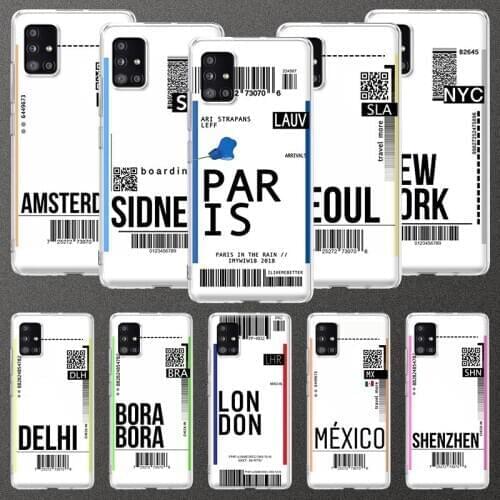 Fly Ticket AIR Tickets Travel Case For Samsung Galaxy A51 A71 A41 A42 5G A31 A21 A01 M51 M21 M11 Clear Soft Phone Coque Shell