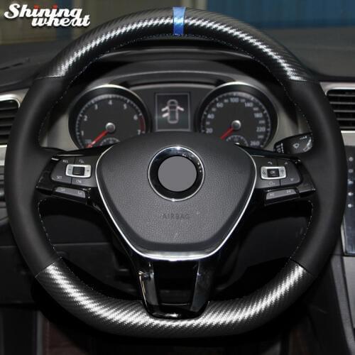 BANNIS PU Carbon Fiber Leather Steering Wheel Cover for Volkswagen VW Golf 7 Mk7 New Polo Jetta Passat B8 Tiguan