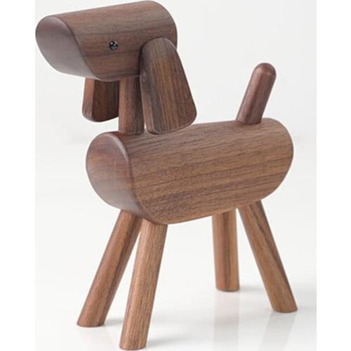 Wooden Dog Statue Decoration, Figurines Home Decor, Puppy Dogs Lovers Living Room Bedroom Office Desktop Shelf Ornament