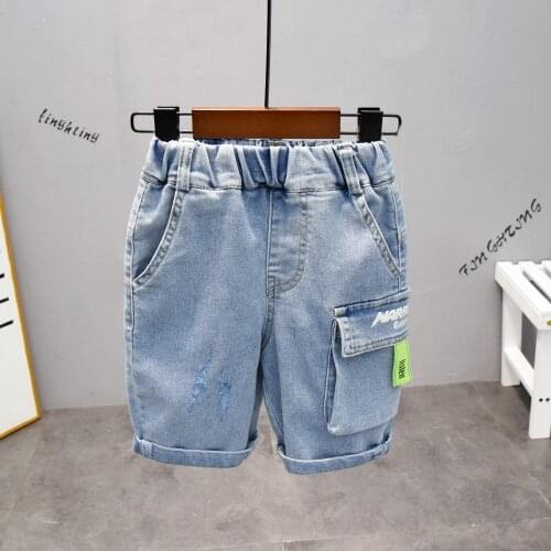 Kids Shorts Loose Boys Denim Short Trousers Children Short Jeans Baby Stretch Boardshorts Boy Summer Shorts Staright Jeans 2-7Y