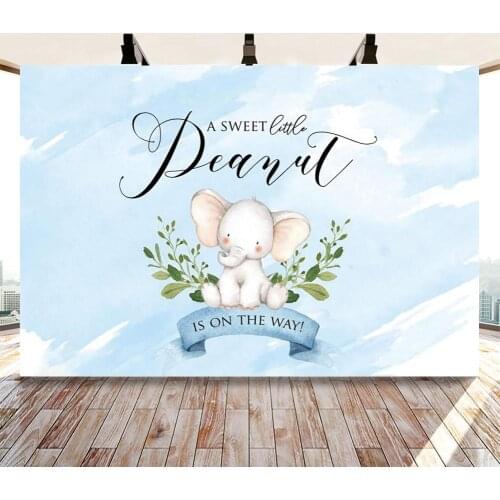 Elephant Baby Shower Backdrop 7x5ft Little Baby Elephant Baby Shower Photography Background Blue White
