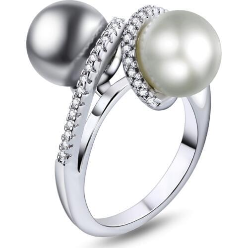 Brand New rings with Gray &white Pearl for women Nice Career ring femme statement jewelry dropshipping