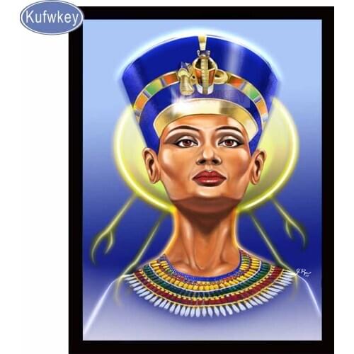 Kufwkey Diamond Painting nefertiti,Square/round Full Embroidery Rhinestone painting Egypt Queen Cross Stitch Mosaic Diamond art