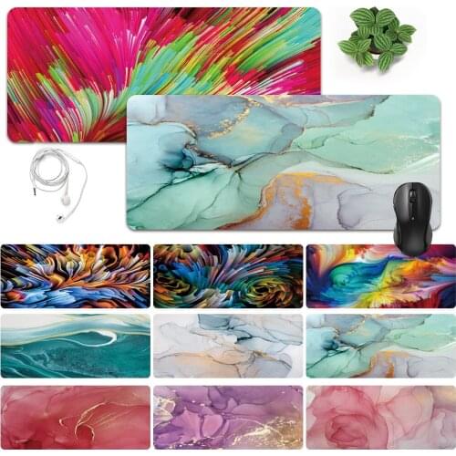 Easy-to-clean And Large Mouse Mat Anti-slip Waterproof PU Leather Computer Mousepad Watercolor Pattern Game Mouse-pad