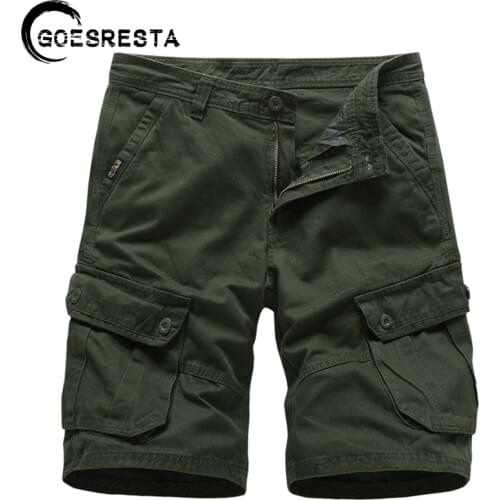 Summer Cotton Cargo Shorts Men 100% 2021 New Brand Fashion Casual Slim Pants Men Multi-pocket Military Sports Jogger Men Pants