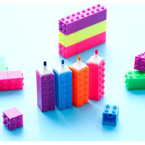 1pcs Mini Highlighter Marker Pen Building Up Block Pen Color Writing Drawing Kid Gift Stationery Office School Supplies