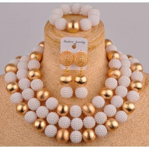 Nigerian Fashion Wedding Wedding Jewelry Africa Bridal Party Clothing Accessories White Imitation Pearl Necklace Set AZ-156