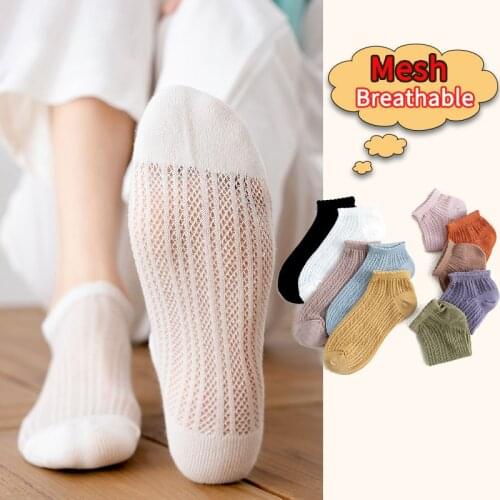 5 Pairs Women Cotton Thin Mesh Ankle Socks Summer Low Cut Soft Breathable Solid Color No Show High Quality Female Short Socks