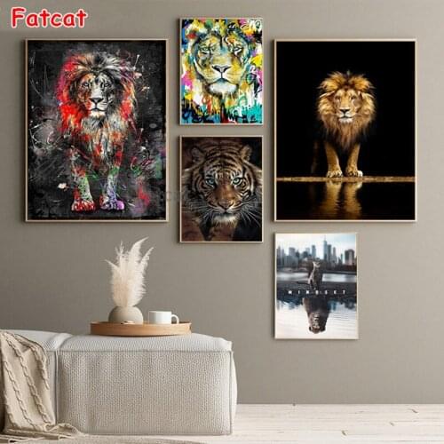 New Lion Head Posters 3d Pictures Cross Stitch Full Square/Round 5D DIY Diamond Mosaic Embroidery Animals,Handmade Gift PP2241