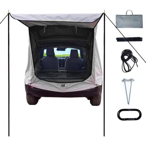 Car Trunk Tent With Support Pole SUV Car Tail Tent Outdoor Travel Camping Car Tailgate Bed Tent Self-driving Sunshade Awning