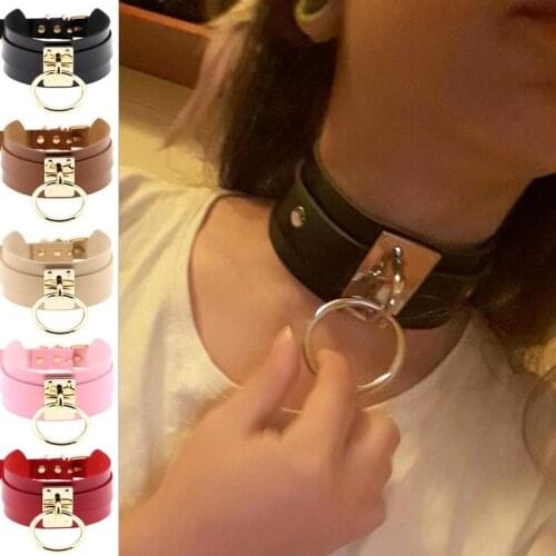 Sexy Punk Rock Gothic Chokers Necklace PU Leather Bondage Cosplay Goth Collar For Women Jewelry Statement Gift