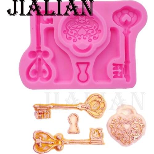 Food grade silicone Love shape key fondant silicone mold for cake decorating tools cooking Sugarcraft T0712