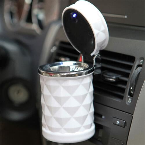 Portable LED Light Car Ashtray Universal Cigarette Cylinder Holder Car Accessories Black White Cigarette Cylinder Holder