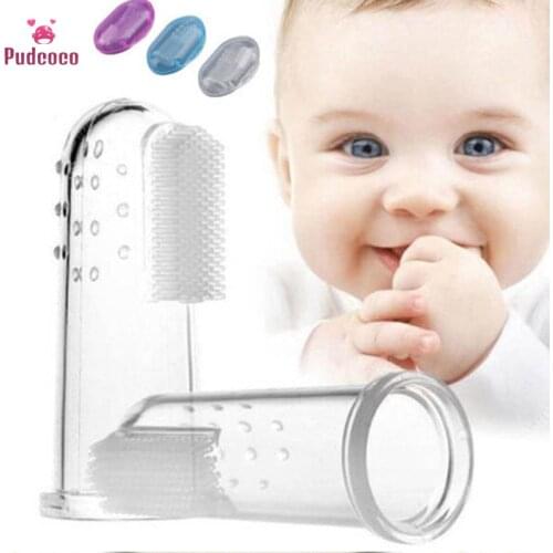 Pudcoco Toddler Kids Infant Baby Girl Boy Soft Teethers Silicone Finger Toothbrush Teether Brush Toys Rubber Massager