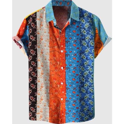 JAYCOSIN Short Sleeve Shirts Men 2021 Casual Beach Hawaiian Shirt Floral Splice Print Shirt Short Sleeve Turn-Down Collar Shirt
