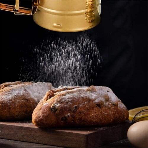Handheld Flour Sieve Cup Flour shaker Icing Sugar Bake Tool Convenient Stainless Steel Golden Color Flour Sifter for Baking