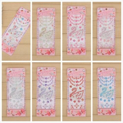 Swan Shape Sticker DIY Decal Mobile Art Crystal Diamond Rhinestone Self Adhesive Scrapbooking Stickers Childrens toys
