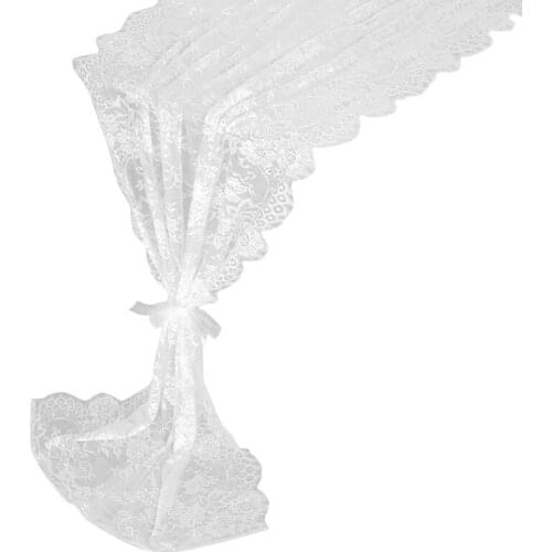 30X120 Inch Romantic White Lace Table Runner Wedding Tablecloth Chair Sash Boho Party Table Decorations-ABUX