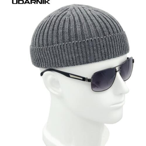 Men Women Unisex Knitted Hat Beanie Skullcap Sailor Cap Cuff Brimless Vintage Retro Navy Black Grey Solid Fashion New 904-A080