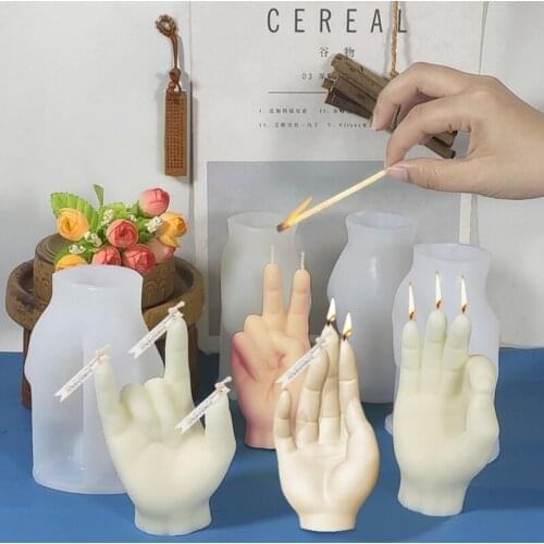 Creative Gesture Candle Epoxy Resin Mold Aromatherapy Plaster Silicone Mould DIY Crafts Home Decorations Casting Tool