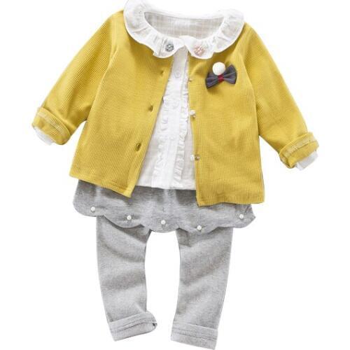 Spring Fall Baby 3 Pcs Clothes Newborn Cute Princess Clothing Set Infant Kids Knitted Sweater + Ruffles Shirt + Leggings X247