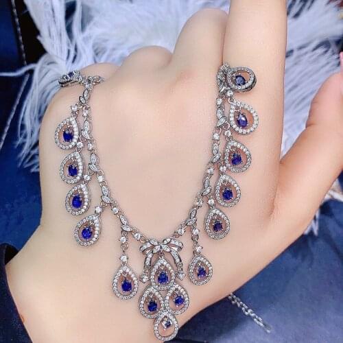 Anniversary Natural Sapphire Women Wedding Silver Pendant Fashion Design 3*4MM