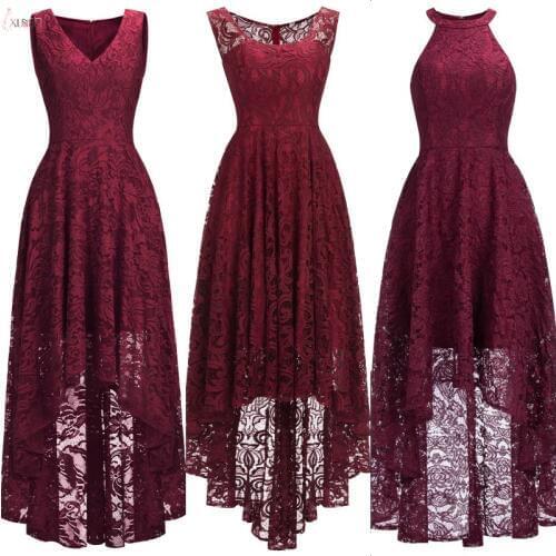 3 Styles 2019 Sexy Burgundy Lace Short Evening Dress V Neck Sleeveless Evening Gown robe de soiree