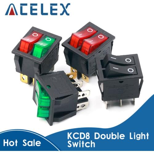 1PCS KCD8 6PIN 16A 250V 20A 125V Double Light Switch Rocker Switch Waterproof ON-OFF KCD6 Boat Power Switch