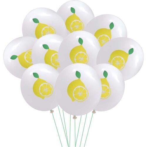 10 pcs 12inch Balloons Print Lovely Decorative Lemon Pattern Latex Balloon Photo Props for Birthday Party Festival