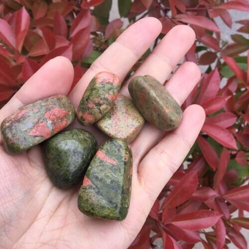 100-500g Drop Shipping 100% Natural Minerals Polished Unakite Crystal Tumble Stones For Home Decoration Reiki Gifts