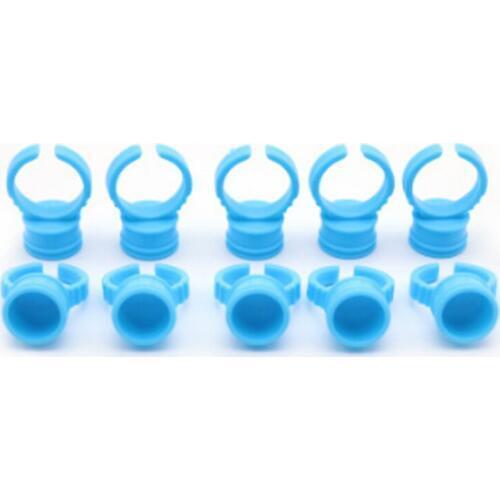 100pcs/bag Blue Disposable Pigment Ink Ring Cup Permanent Makeup Eyebrow Tattoo Ink Cup