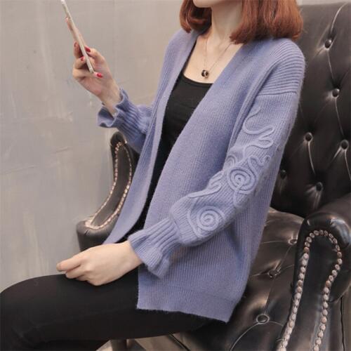 2020 Women New Fashion Knitted Cardigans Short Solid Coat Ruffles Suit Spring And Autumn Office Lady