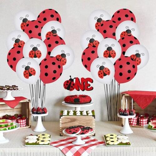 5/10/20pcs/lot 12inch Cute Cartoon Bug Latex Balloon Birthday Party Decoration Seven Heart Ladybug Balloon Baby Shower Globos