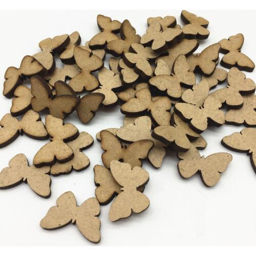 50pcs 13X20mm MDF Butterfly DIY Crafts Chips Toppers Embellishments For Cardmaking Scrapbooking Tags Decorations