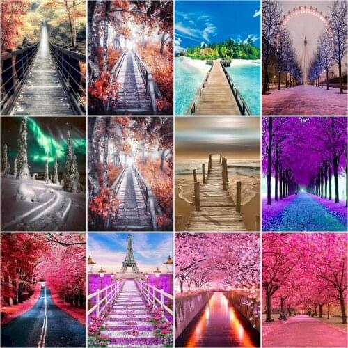 DIY 5D Diamond Painting Landscape Flower Road Cross Stitch Kit Full Drill Square Embroidery Mosaic Art Picture Home Decor Gift