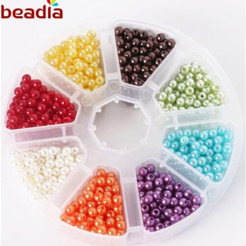 One Box 160-1500pcs Size 4mm 6mm 8mm ABS Imitation Pearl Beads Round Loose Pearl Beads for Necklace Bracelet DIY Jewelry Making