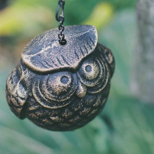 Cast Iron Wind Chime Habitats Owl Windbell-Antique Hanging Outdoor Yard Door Decor