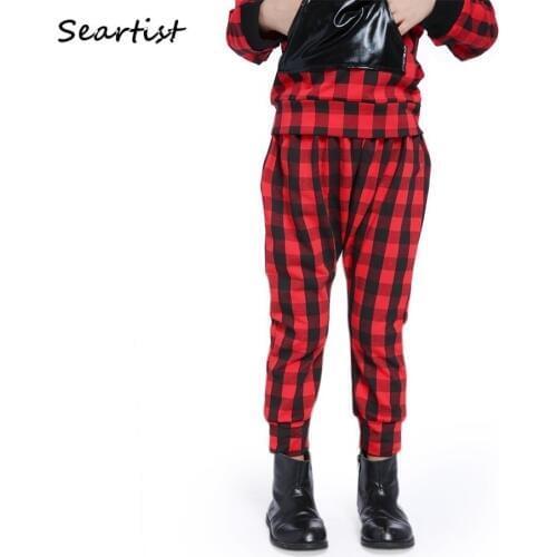 Seartist Plaid Pants for Boys Girls Kids Red Plaid Harem Pants Newborn Cotton Leggings Children Spring Trousers 2019 New 25