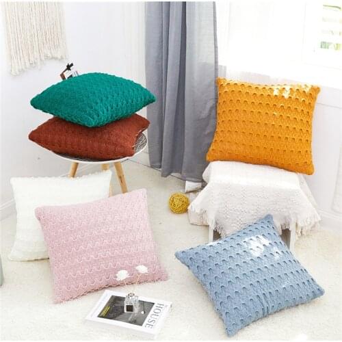 FSISLOVER Nordic Double Layer Knitted Fabric Pillow Case Office Sofa Cushion Cover Home Furnishing Pillowcase hogar