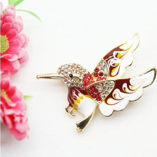 Elegant Pin Women Brooch Rhinestone Gifts Cartoon Hummingbird Breast Pin Accessories Jewelry Animal Alloy Decoration Trendy