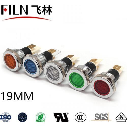 FILN Metal popular product 19mm 12v 24v red blue green white signal light pilot lamp indicator light indicator lamp