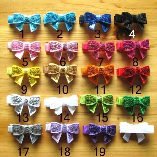 Hot Sale 1.57'' Sequin Bows With Ribbon Hair Clip kids Girls Hair Accessory 100pcs/lot Freeshipping
