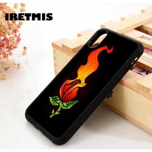 Iretmis 5 5S SE 6 6S Soft TPU Silicone Rubber phone case cover for iPhone 7 8 plus X Xs 11 Pro Max XR Burning love fire rose