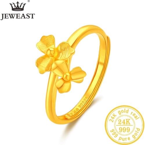 JLZB 24K Pure Gold Ring Real AU 999 Solid Gold Rings Elegant Shiny Beautiful Upscale Trendy Classic Jewelry Hot Sell New 2020
