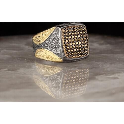 925 Sterling Silver Ring for Men Handmade Gold Plated Vintage Gift Mens Rings All Size Women Turkish Fashion Jewelry