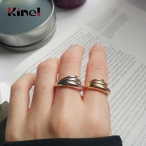 Kinel Retro Authentic 925 Sterling Silver Feather Wings Adjustable Finger Ring Ladies Sterling Silver Not Allergic Jewelry Gift