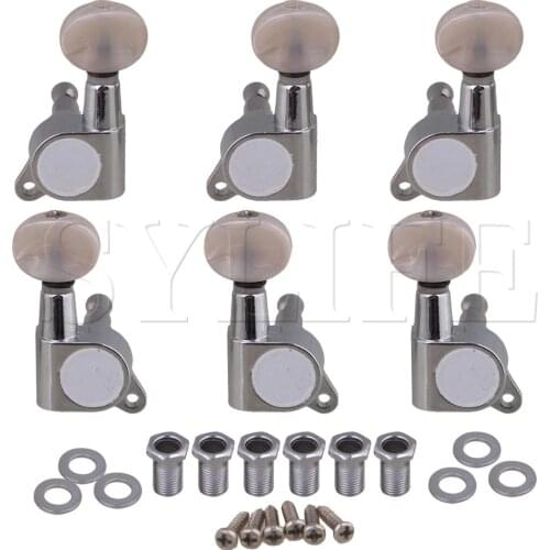 6x White Pearl 3L3R Closed Folk Guitar Tuning Pegs Machine Heads 4x3.7cm