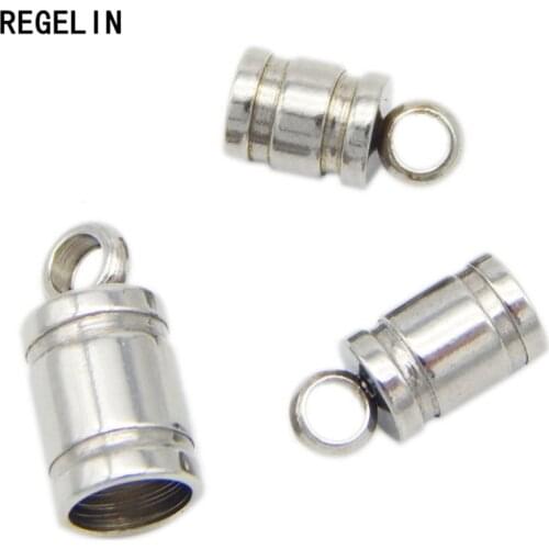 REGELIN Stainless Steel End Caps Leather Cord End Clasps Crimp Bead 20pcs/lot For 2/3/4/5/6mm Round Leather Cord DIY Connector