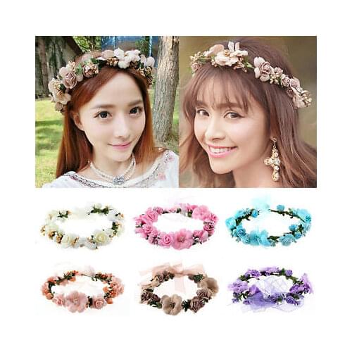 Girl Crown Floral Rose Flower Headband Hairband Wedding Hair Garland Headpiece H